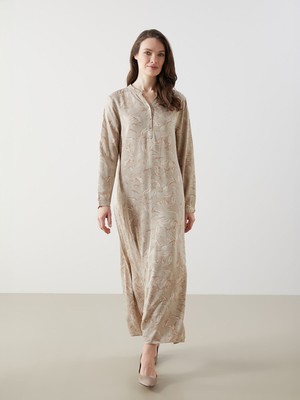 Lc Waikiki Yeni Sezon Kaçık Yaka Desenli Elbise