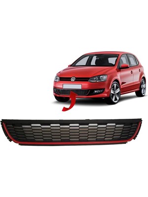 Özgürce Kırmızı Ön Tampon Orta Izgara 2009-2014 Vw Polo 6R0853671