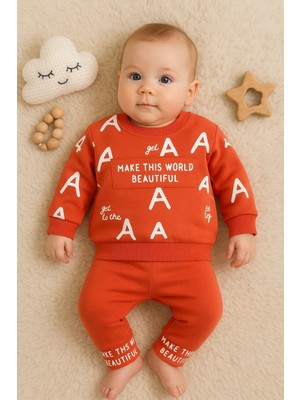 Narnuga Harf Baskılı 2'li % 100 Pamuk Erkek Bebek Takımı