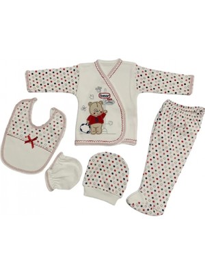 Narnuga O Bebe 5li Hastane Çıkışı Yeni Doğan Zıbın Set Çantalı Ayı Kırmızı