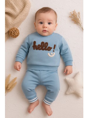 Narnuga Hello Nakışlı % 100 Pamuk 2'li Erkek Bebek Takım