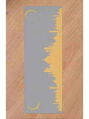 Greendecor Ramazan Eid Mubarak Hilal Cami Çiçek Desenli Baskılı Masa Runner Dijital Baskılı Modern Masa Örtüsü