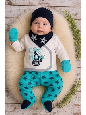 Narnuga Yıldız Desenli Fularlı 5'li Erkek Hastane Çıkışı