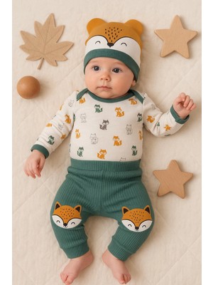 Narnuga Little Fox Desenli 3'lü % 100 Pamuklu Erkek Takım