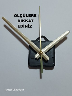 Cnr Shop Saat Mekanizması, 16 mm Şaft Boyu Duvar Saati Mekanizma Sessiz Çalışır Akrep-Yelkovan-Saniye-(Askılı)