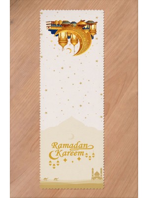 Greendecor Ramazan Eid Mubarak Hilal Cami Çiçek Desenli Baskılı Masa Runner Dijital Baskılı Modern Masa Örtüsü