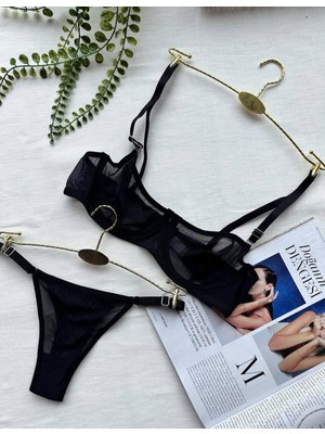 Feenia S'use Siyah Kadın Tül Sütyen Takım