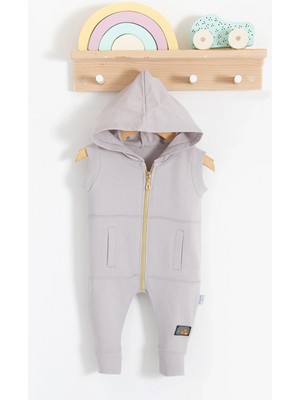 Narnuga Cepli Kısa Kol Fermuarlı % 100 Pamuk Erkek Bebek Tulumu