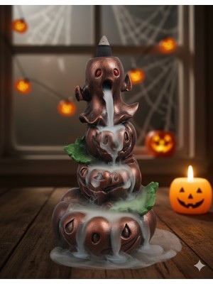 Lebron Bakır Eskitme Görünümlü Hayalet ve Balkabağı Figürü Tütsülük