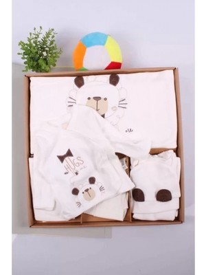 Narnuga Ayıcık Desenli 10 Parça Kutulu %100 Pamuk Erkek Bebek Hastane Çıkışı