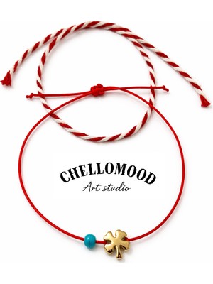 Chellomood Marteniçka Yonca Bileklik -Turkuaz Taşlı Bereket Şans Seti