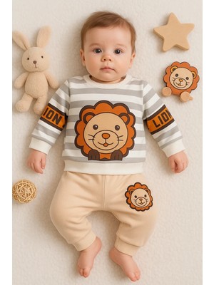 Narnuga Aslan Desenli 2'li % 100 Pamuk Erkek Bebek Takımı