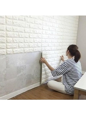 Ett 3D Tuğla Desenli Kendinden Yapışkanlı Duvar Paneli 58X38 cm