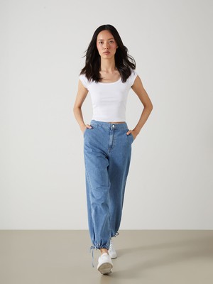 Lc Waikiki Yeni Sezon Beli Lastikli Jogger Kadın Jean Pantolon