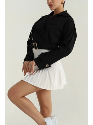 DESIGN AND ME Bayan Kısa Krop Trençkot