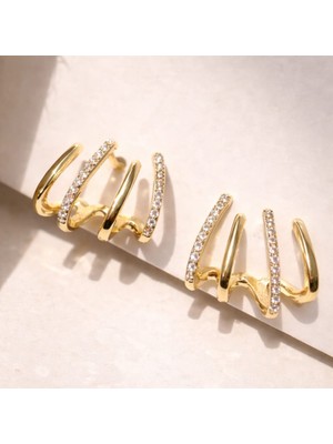 Gold Detaylı Zirkon Taşlı Ear Cuff