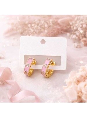 Pudra Dokunuşlu Gold Halka Küpe