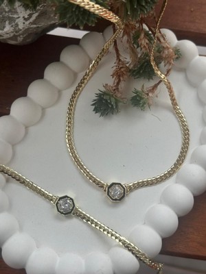 Serenay Kolye ve Bileklik Seti 14K Çelik Kuyum Model Hasır Kolye ve Bileklik Seti