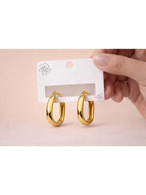 Gold Kaplama Paslanmaz Çelik Halka Küpe