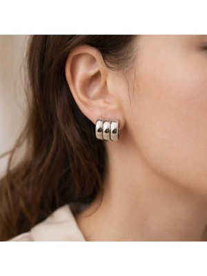 Paslanmaz Çelik Gümüş Renk Halka Küpe