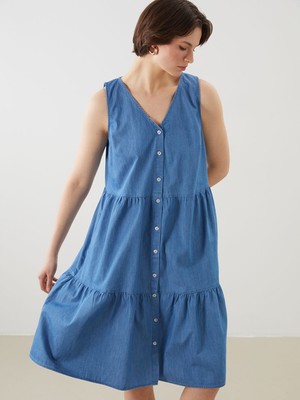 Lc Waikiki Yeni Sezon V Yaka Katkat Jean Elbise