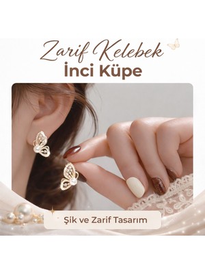 Zarif Kelebek Inci Küpe – Şık ve Zamansız