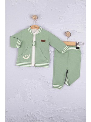 Narnuga Hello Nakışlı % 100 Pamuk 3'lü Erkek Bebek Takımı