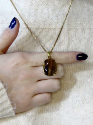 Esha Store Doğal Taş Kaplangözü Doğal Taşlı Kadın Antik Kolye EUK36KG