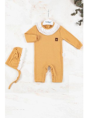 Narnuga Brode Nakışlı Şapkalı % 100 Pamuk Kız Bebek Tulumu