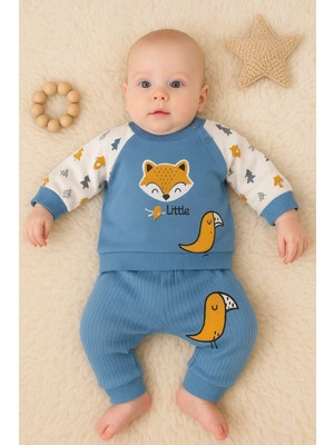 Narnuga Littie Fox Nakışlı % 100 Pamuklu 2'li Erkek Takım