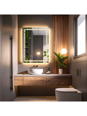 Lumora Mirror Design Gleamira Günışığı Led'li Lazer Kumlamalı Lavabo & Banyo Aynası (Dokunmatik Sensörlü)