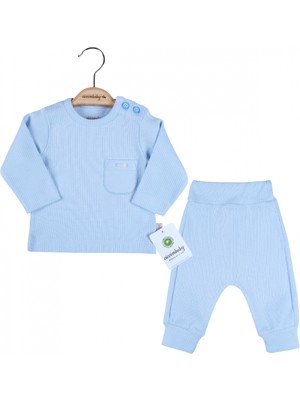 Narnuga Cep Nakışlı Omuzdan Düğmeli % 100 Pamuk Erkek Bebek Takım