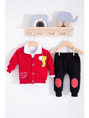 Narnuga Graffe Zürafa Desenli 3'lü Erkek Bebek Takımı