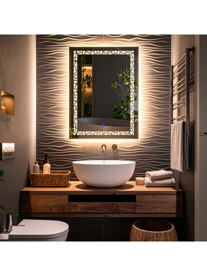 Lumora Mirror Design Gleamira Vertical Günışığı Led'li Lazer Kumlamalı Lavabo & Banyo Aynası (Dokunmatik Sensörlü)