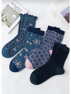 4 Çift Kadın Jean Desenli Çorap