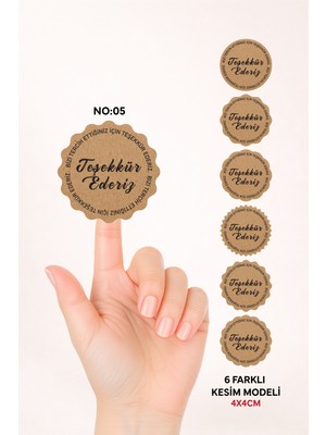 Woisco Teşekkür Kraft Sticker Etiket, (4X4CM 150 Adet) Kraft Paketleme Etiketi T.no:03