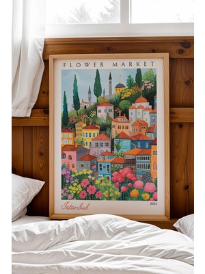 Satürn Design Istanbul Türkiye Çerçeveli Tablo Seyahat Severlere Salon ve Ofis Için Estetik Duvar Dekoru Travel Flower Market