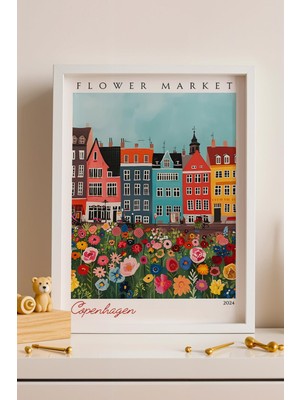 Satürn Design Kopenhag Danimarka Çerçeveli Tablo Seyahat Severlere Salon ve Ofis Için Estetik Duvar Dekoru Travel Flower Market