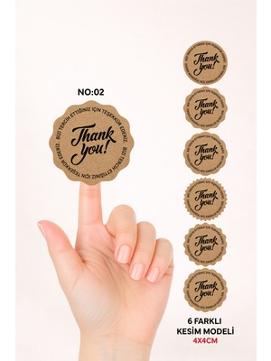 Woisco Teşekkür Kraft Sticker Etiket, (4X4CM 150 Adet) Kraft Paketleme Etiketi T.no:05