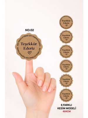 Woisco Teşekkür Kraft Sticker Etiket, (4X4CM 150 Adet) Kraft Paketleme Etiketi T.no:06