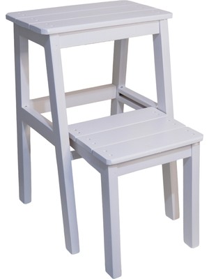 Çok Amaçlı Ahşap Merdiven Tabure – 2 Basamaklı - El Yapımı