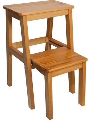 Çok Amaçlı Ahşap Merdiven Tabure – 2 Basamaklı - El Yapımı