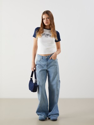 Lc Waikiki Yeni Sezon Wideleg Kadın Kargo Jean Pantolon