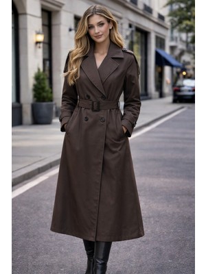 Modaplaza Kadın Kuşaklı Uzun Trençkot 5941