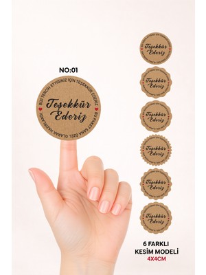 Woisco Teşekkür Kraft Sticker Etiket, (4X4CM 150 Adet) Kraft Paketleme Etiketi T.no:09