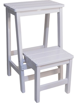 Armes Ev Concept Ahşap Merdiven Tabure – Beyaz, 2 Basamaklı - Sağlam, Şık ve El Yapımı