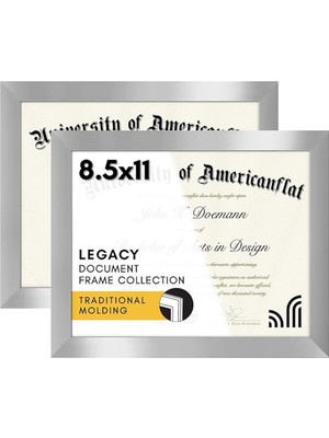 Astera Gümüş Renk 22X28 cm A4 Sertifika Çerçevesi - 2'li Set - Kırılmaya Dayanıklı Camlı Çerçeve