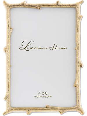 Astera Doğal Dal Tasarımlı 10X15 cm Altın Metal Resim Çerçevesi