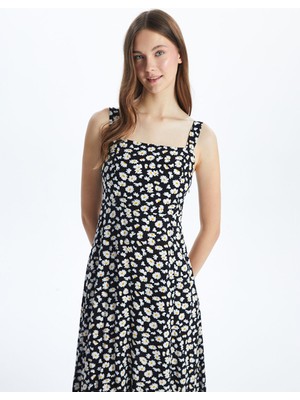 Lc Waikiki Yeni Sezon Kare Yaka Çiçekli Elbise