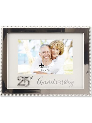 Astera Gümüş Boncuklu 10X15 cm 25. Yıl Dönümü Metal Çerçeve